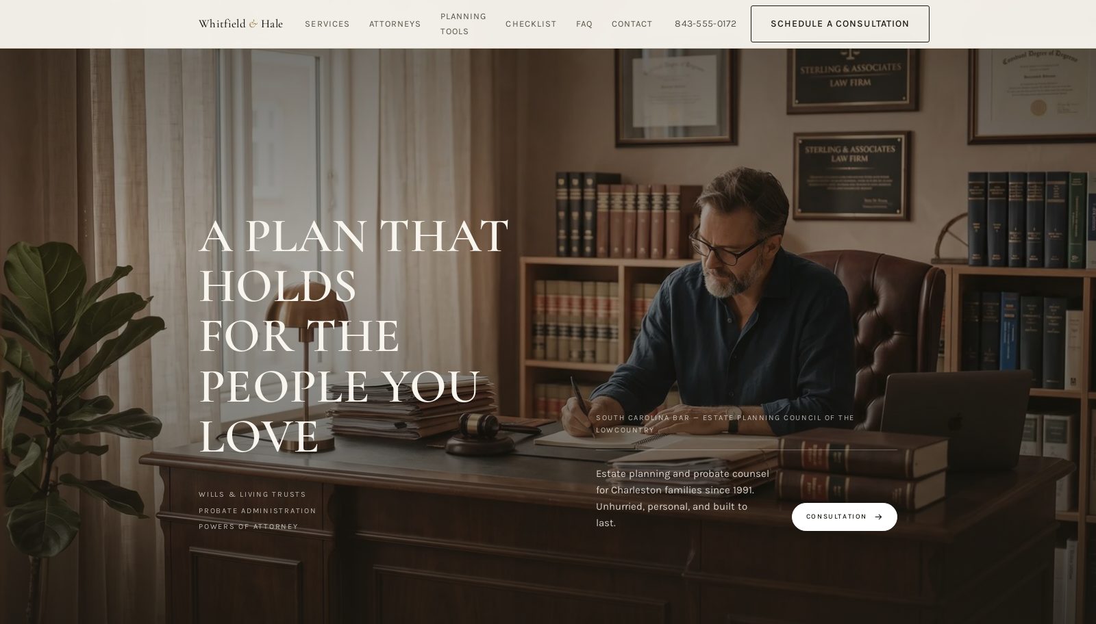 Whitfield & Hale demo site shown on desktop