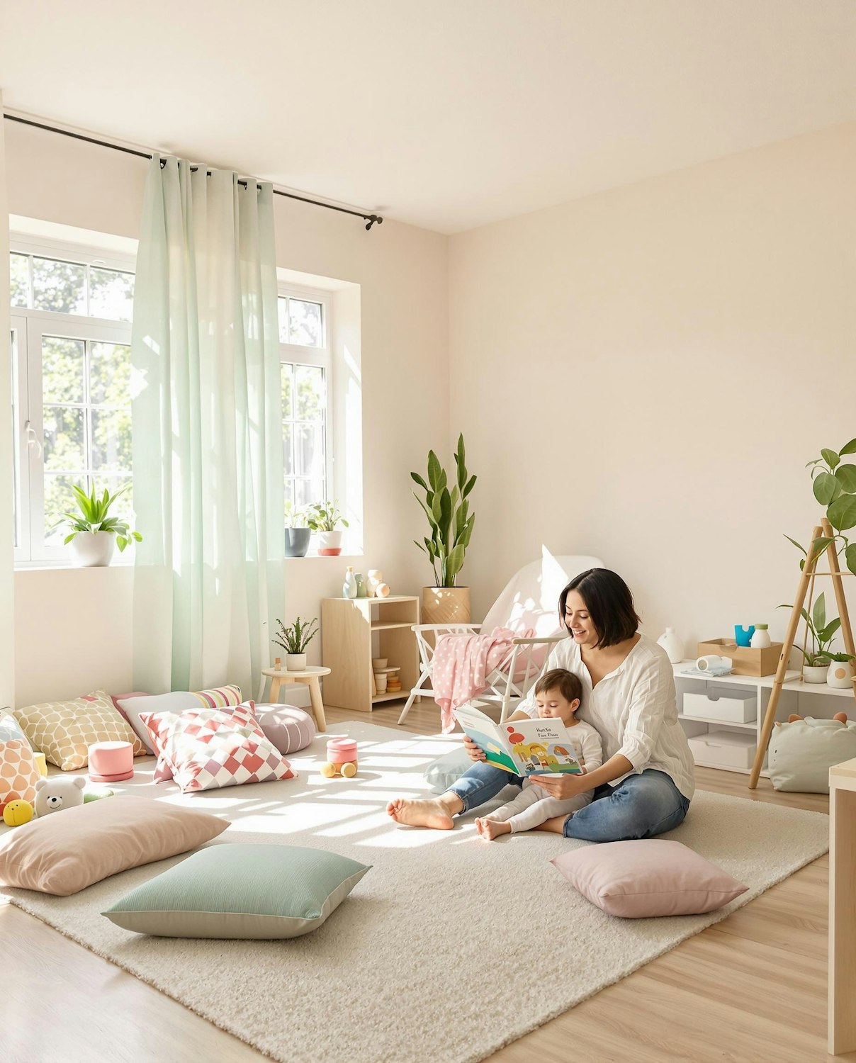 A person sitting comfortably at home reading
